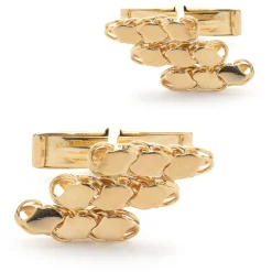 18 Karat Yellow Gold Custom Link Nugget Style Cufflinks
