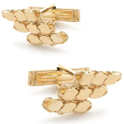 18 Karat Yellow Gold Custom Link Nugget Style Cufflinks