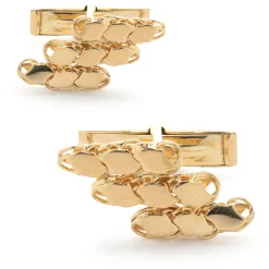 18 Karat Yellow Gold Custom Link Nugget Style Cufflinks