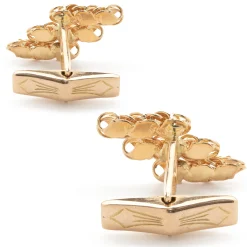 18 Karat Yellow Gold Custom Link Nugget Style Cufflinks
