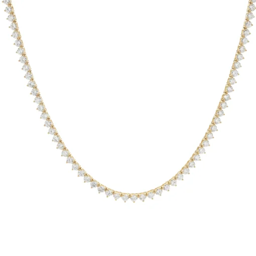 18 Karat Yellow Gold Diamond Tennis Necklace