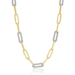 14 Karat Yellow Gold Diamond Paperclip Necklace