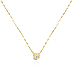 14 Karat Yellow Gold Diamond Solitaire Necklace