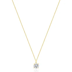 14 Karat Yellow Gold Diamond Solitaire Necklace
