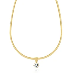 14 Karat Yellow Gold Diamond Solitaire Slide Necklace
