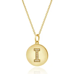 14 Karat Yellow Gold Diamond Initial I Necklace