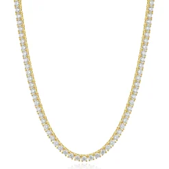 14 Karat Yellow Gold Diamond Inline Tennis Necklace
