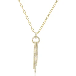 14 Karat Yellow Gold Diamond Three Row Lariat Necklace