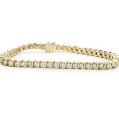 14 Karat Yellow Gold Diamond S Link Tennis Bracelet