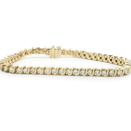 14 Karat Yellow Gold Diamond S Link Tennis Bracelet