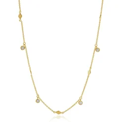 14 Karat Yellow Gold Diamond By The Yard Station Necklace