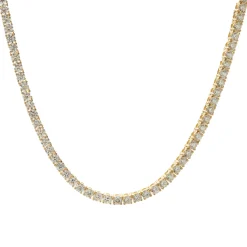 14 Karat Yellow Gold Diamond Tennis Necklace