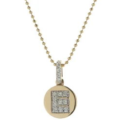 14 Karat Yellow Gold Diamond E Necklace
