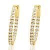 14 Karat Yellow Gold Diamond Inside Outside Hoop Earrings