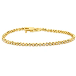 14 Karat Yellow Gold Diamond Tennis Bracelet