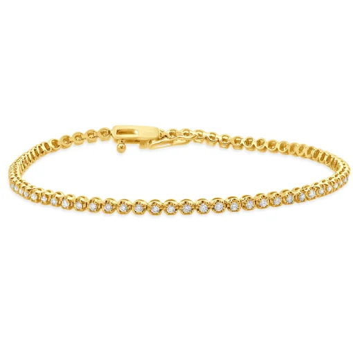 14 Karat Yellow Gold Diamond Tennis Bracelet