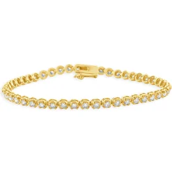 14 Karat Yellow Gold Diamond Tennis Bracelet