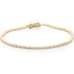 14 Karat Yellow Gold Diamond Tennis Bracelet