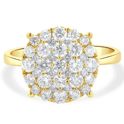 14 Karat Yellow Gold Diamond Cluster Engagement Ring