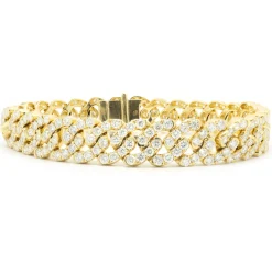 18 Karat Yellow Gold Diamond Cuban Link Bracelet