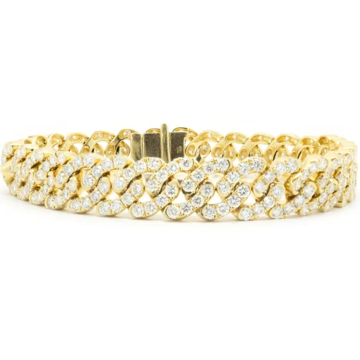 18 Karat Yellow Gold Diamond Cuban Link Bracelet