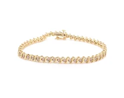 14 Karat Yellow Gold Diamond S Link Tennis Bracelet