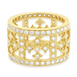 18 Karat Yellow Gold Diamond Cross Ring