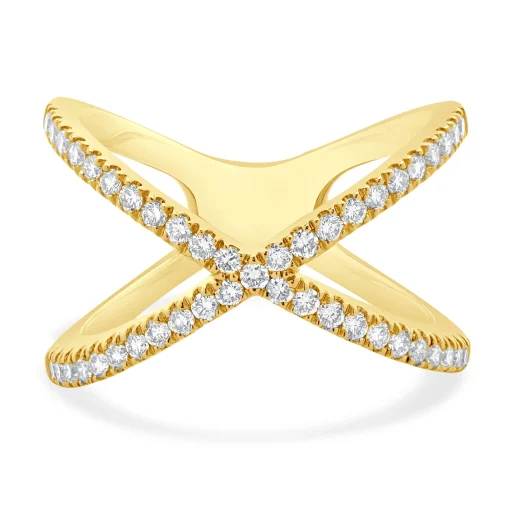 14 Karat Yellow Gold Diamond X Band