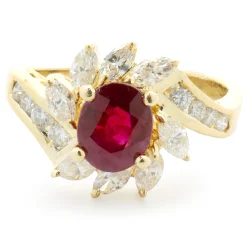 18 Karat Yellow Gold Diamond and Ruby Cocktail Ring