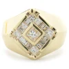 14 Karat Yellow Gold Diamond Signet Style Ring