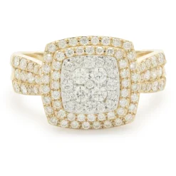 14 Karat Yellow Gold Diamond Cluster Ring