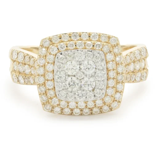 14 Karat Yellow Gold Diamond Cluster Ring
