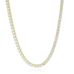 14 Karat Yellow Gold Diamond Inline Tennis Necklace