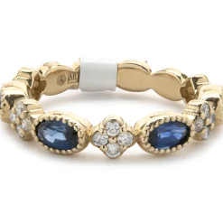 14 Karat Yellow Gold Diamond and Sapphire Star Band