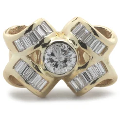 18 Karat Yellow Gold Diamond Bow Ring