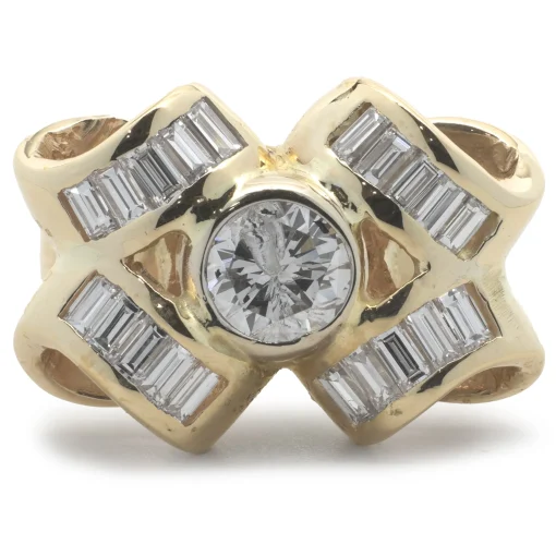 18 Karat Yellow Gold Diamond Bow Ring