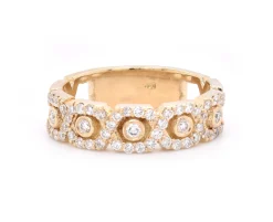 14 Karat Yellow Gold Diamond Weave Band