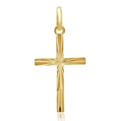 18 Karat Yellow Gold Diamond Cut Cross Pendant