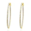 14 Karat Yellow Gold Diamond Inside Outside Hoop Earrings