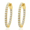 14 Karat Yellow Gold Diamond Inside Outside Hoop Earrings