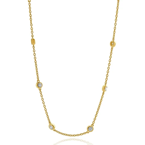 14 Karat Yellow Gold Diamond By The Yard Necklace