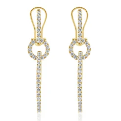 18 Karat Yellow Gold Diamond Circle Drop Earrings