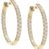 18 Karat Yellow Gold Diamond Inside Outside Hoop Earrings
