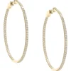 18 Karat Yellow Gold Diamond Inside Outside Hoop Earrings