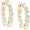 18 Karat Yellow Gold Diamond Inside Outside Hoop Earrings