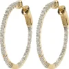 14 Karat Yellow Gold Diamond Inside Outside Hoop Earrings