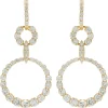 18 Karat Yellow Gold Diamond Circle Drop Earrings