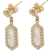 14 Karat Yellow Gold Diamond and Mother of Pearl Drop Earrings