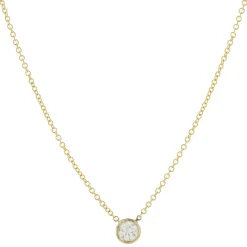 14 Karat Yellow Gold Diamond Solitaire Necklace