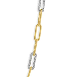 14 Karat Yellow Gold Diamond Paperclip Necklace